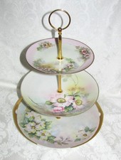 Custom Three Tier Tea Party Cake Stand Made With Vintage Hand Painted Plates