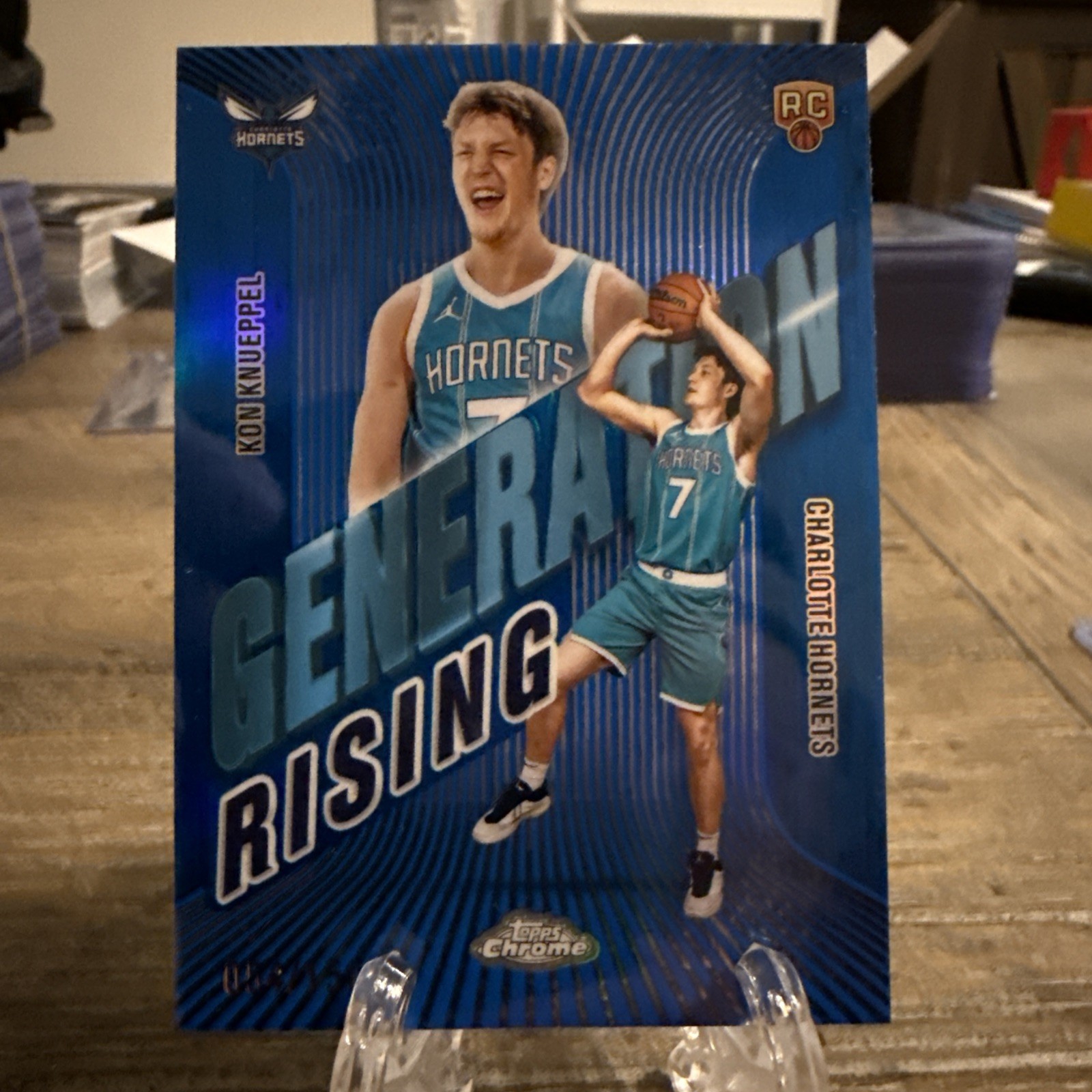 2025-26 Topps Chrome Kon Knueppel Blue Refractor /150 RC Generation Rising DUKE
