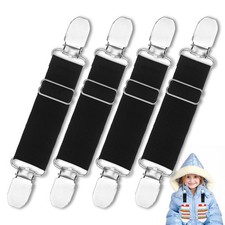 4PCS Adjustable Elastic Mitten Clip Glove Straps for Kid  Adult Stainless Steel