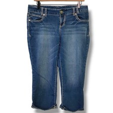 Maurices cropped jeans womens low-rise blue heavy stitching 7/8