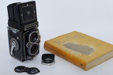 Rolleiflex 3.5E2 6x6cm TLR film camera. Type 2. Xenotar 75mm f3.5. Hood. CLA'd