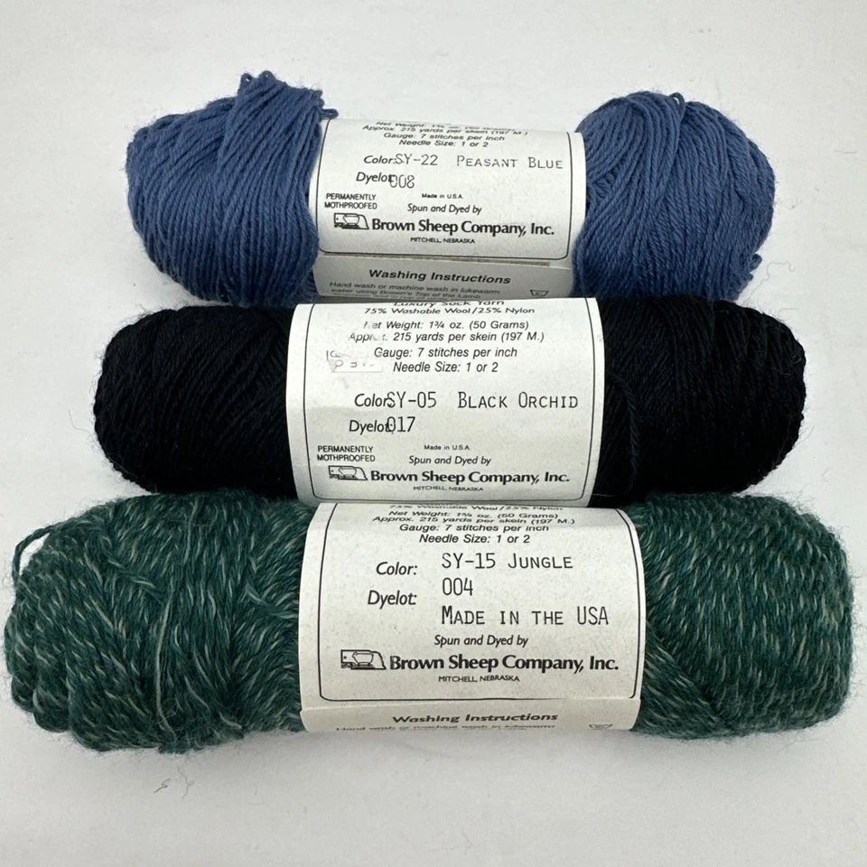 3 Wildfoote Luxury Brown Sheep Co. Sock Yarn Black Orchid Peasant Blue Jungle - Image 4 of 4