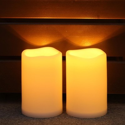 NURADA Large Outdoor Solar Candles Waterproof 6'' x 4'' (Set of 2), Ivory White 
