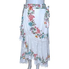 Farm Rio Louise Floral Wrap Skirt Size M Multicolor, Summer, Tropical Resort