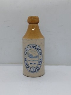 Old Pictorial Firths Darlington Blue Print Ginger Beer Bottle