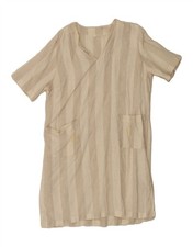 VINTAGE Womens Tunic Dress UK 10 Small Beige Striped CR07
