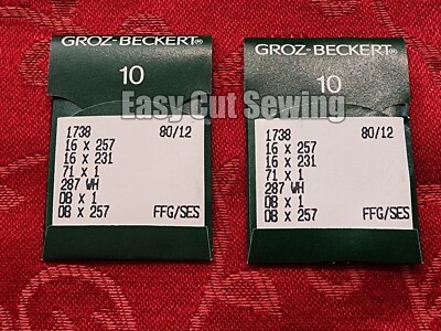 Groz-Beckert Needles 16x257, 1738, DBX1 Size 80/12 Consew, Juki, Bernina, Singer