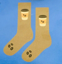 Living Royal Crew Socks Coffee Beans and Cup Novelty Fancy Brown One Size Unisex
