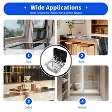 RV Sink Unit Caravan Camper Kitchen Hand Wash Basin w/ Faucet Stainless Steel