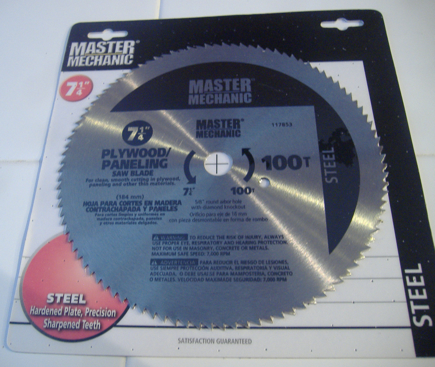 7 1/4" 100 TOOTH  STEEL PLYWOOD PANELING CIRCULAR SAW BLADE  MASTER MECHANIC