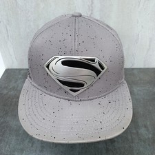 Superman Hat Gray Splatter Adjustable Youth HD Badge Snapback Cap DC Comics H33