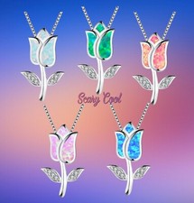 New Flower Rose Cystal Metal Pendant Necklace