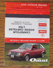 1978 DODGE OMNI CAR DEALER MATCHBOOK COVER: VILLE ST-LAURENT, QC MATCHCOVER -B5