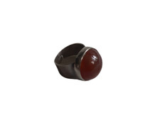 Fine Silver and Red Onyx Adjustable Ring