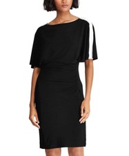 Lauren Ralph Lauren Womens Topaz Two Tone Cape Sleeves Dress Size 6 Black SALE