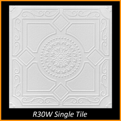 Ceiling Tiles Glue Up Styrofoam 20x20 R30A White Pack of 8