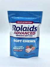 Rolaids Advanced Antacid Plus Anti-Gas Softchews, Mixed Berry, Pack of 28