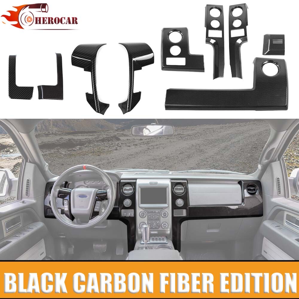 Carbon Fiber Center Dash Steering Wheel Cover for Ford F150 2009-2014