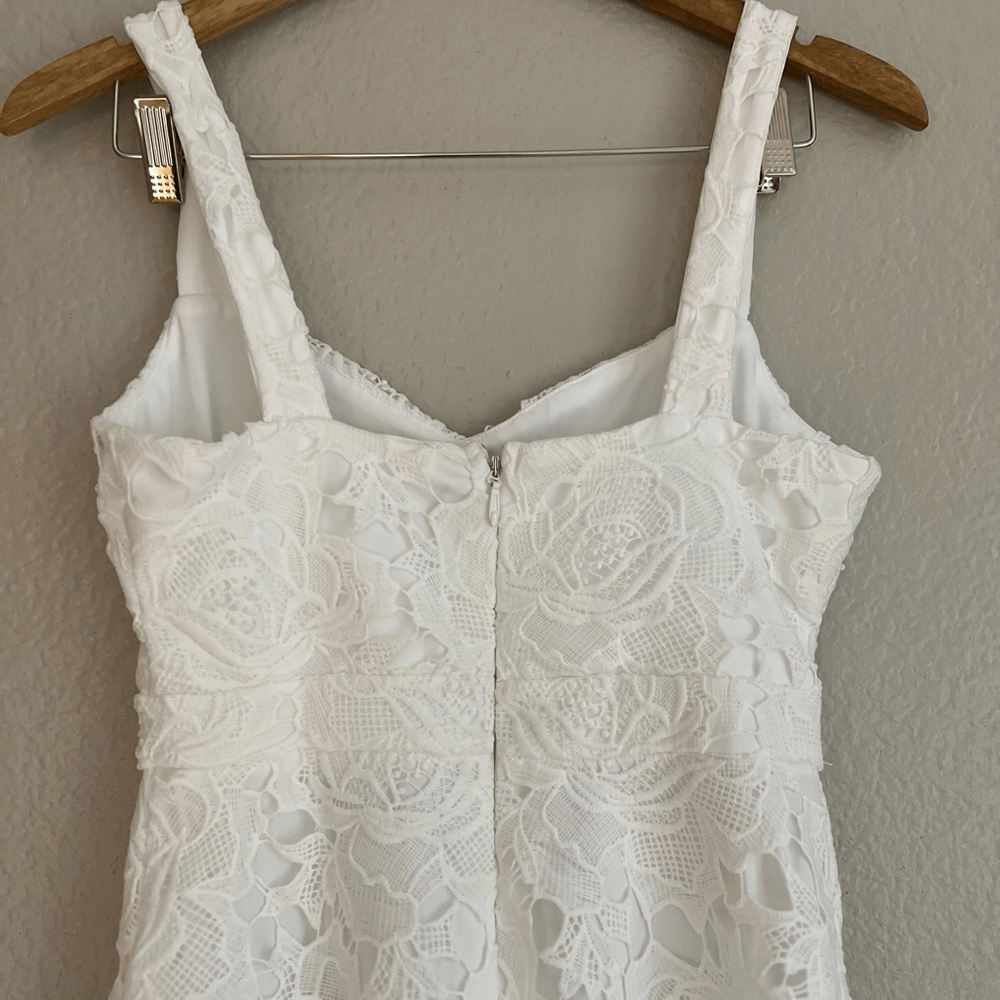 Divine Beauty White Lace Midi Dress With Pockets S NWOT | eBay