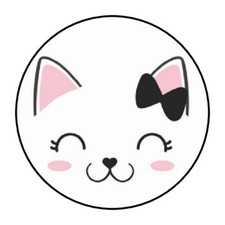 30 Cute Cat Face Envelope Seals Labels Stickers 1.5" Round Kitten