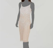  199 Adrianna Papell Women's Pink Sleeveless Cowl Neck Beaded Dress Size 10