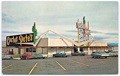 Postcard NV Jackpot Nevada Cactus Pete's Bar Casino Motel VW Bug Beetle P9M