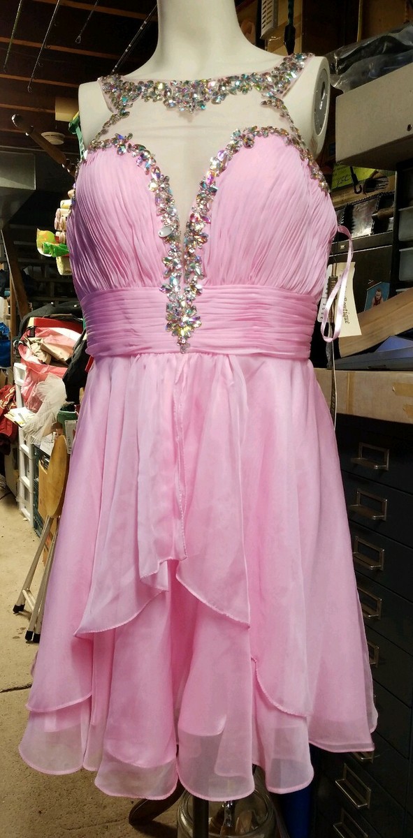 pink cinderella dress pattern Cinderella pink Frilly sheer sequin Formal Evening Prom Party Dress size 14