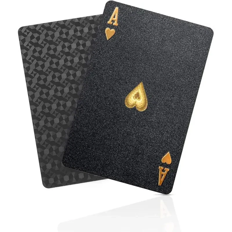 2 Barajas de Cartas de Poker Negras Plástico Impermeable PAQUETE FLEXIBLE DURADERO Foto 2 de 4