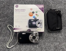 GE Desig Series CRE00 12MP Digital Camera Black 3x Optical Zoom Built in SD Card
