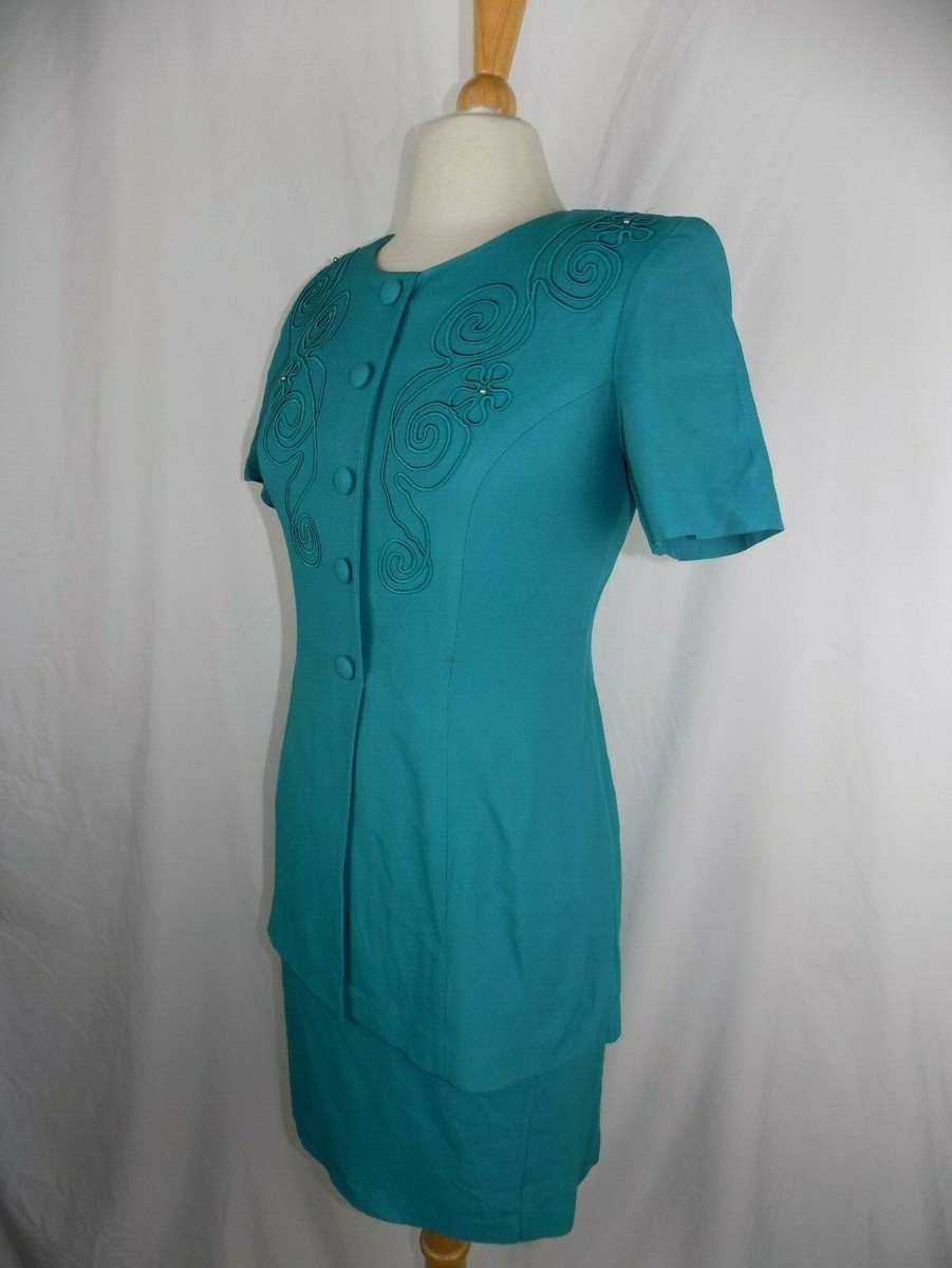 Studio I Aqua Blue Dress Beaded Women's Size Small USA
