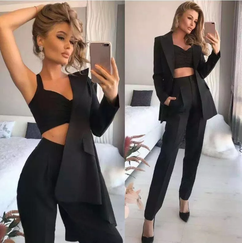 Women Work Wear Blazer Suit Jacket+Vest+Pants Set 3pcs Office