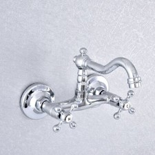 Silver Polished Chrome Kitchen Faucet Bathroom Sink Mixer Tap Wall Mount ssf783