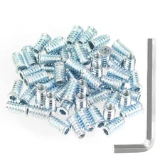 41PCS 1/4-20 Threaded Inserts for Wood Blue Zinc Plated Carbon Steel Nuts