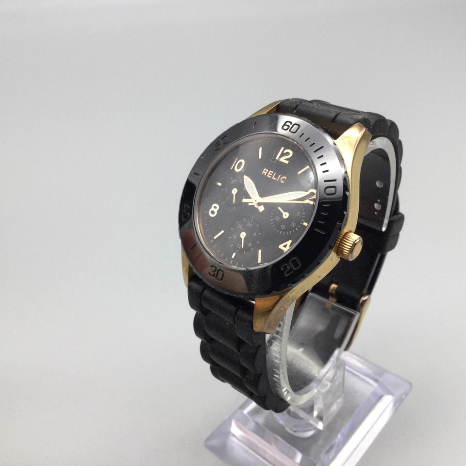 Reloj Reliquia Hombre 38mm Tono Oro Rosa Esfera Negra Día Fecha ZR15653 Batería Nueva Foto 4 de 4