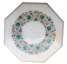 Marble coffee 18" Table Top marquetry floral inlay Home Decorative