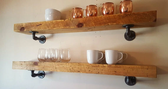 RECLAIMED Railway Sleeper Rustic Shelves Any Size Chunky Timber Shelves 14cmx7cm