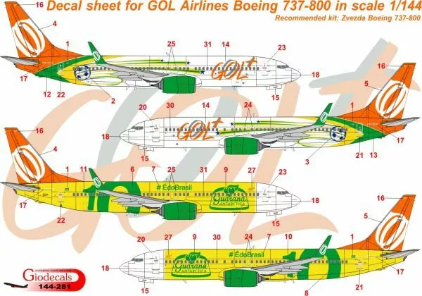 1/144 Scale Decal GOL 737-800