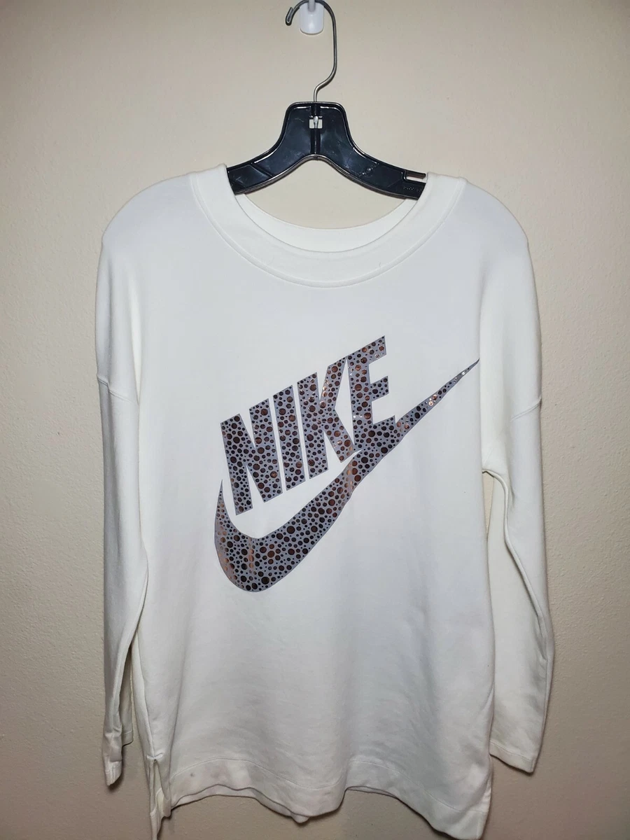 Nike Rally Metallic Fleece Sweatshirt White Sz Sm eBay