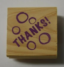 New Thanks Bubbles Wood Mount Rubber Stamp Greenbrier 1.5" x 1.5"