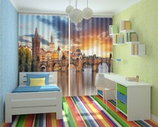 Solid Cement Bridge 3D Curtains Blockout Photo Printing Curtains Drape Fabric