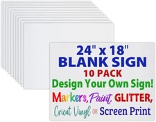 Heavy Duty 24"x18" Blank Corrugated Plastic Yard Signs (White or Yellow)