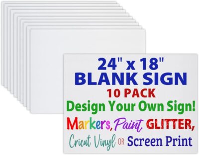Heavy Duty 24''x18'' Blank Corrugated Plastic Yard Signs (White or Yellow)