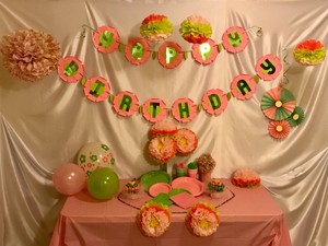 Flower Power Party 86 Piece Party Kit Pink Green Party