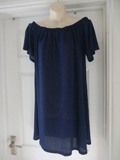 Blue Shimmer Party Dress Size 14 Off/ On the shoulder Glitter Stretch Papaya