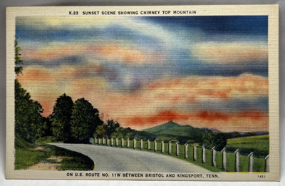 Chimney Top Mountain Bristol Kingsport Tennessee Vintage Postcard