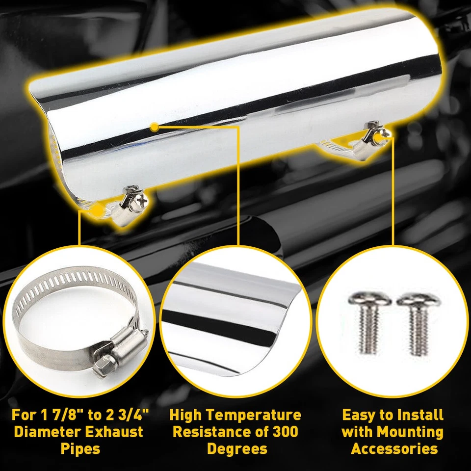 For Motorcycle HUSABERG Exhaust Muffler Pipe Shield Heat Protector Cover Chrome - Image 3 of 4