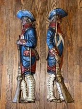Vintage Pair Revolutionary War 25 1/2" Tall Burwood Products Wall Hanger Soldier