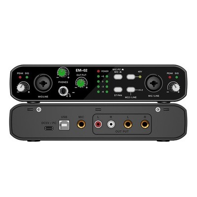 Studio USB Audio Interface 2 Input 2 Output with 48V Power for Kondensator Mic