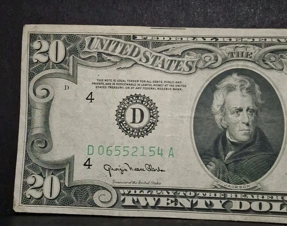 1950 Series Twenty Dollar Federal Reserve Note $20 Bill,  Circulated But Nice  - Image 3 of 4