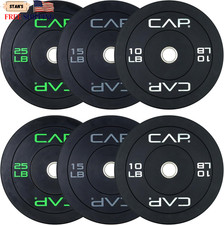 CAP 2-Inch Olympic Bumper Plate Weight Set  100-370 Lbs  Multiple Colors  Sto